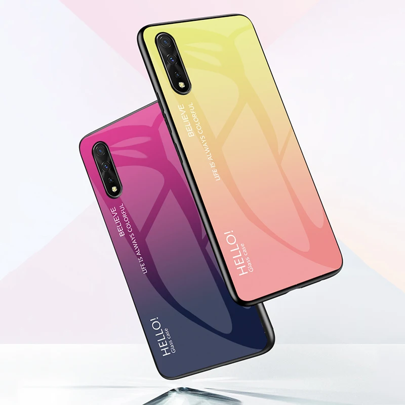 Градиентный защитный чехол для телефона из закаленного стекла Huawei P20/Pro P30 Lite/Nova4E