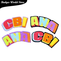 rainbow colors letter goodbye word chenille icon towel embroidery applique patch for clothing diy iron on badges on the backpack
