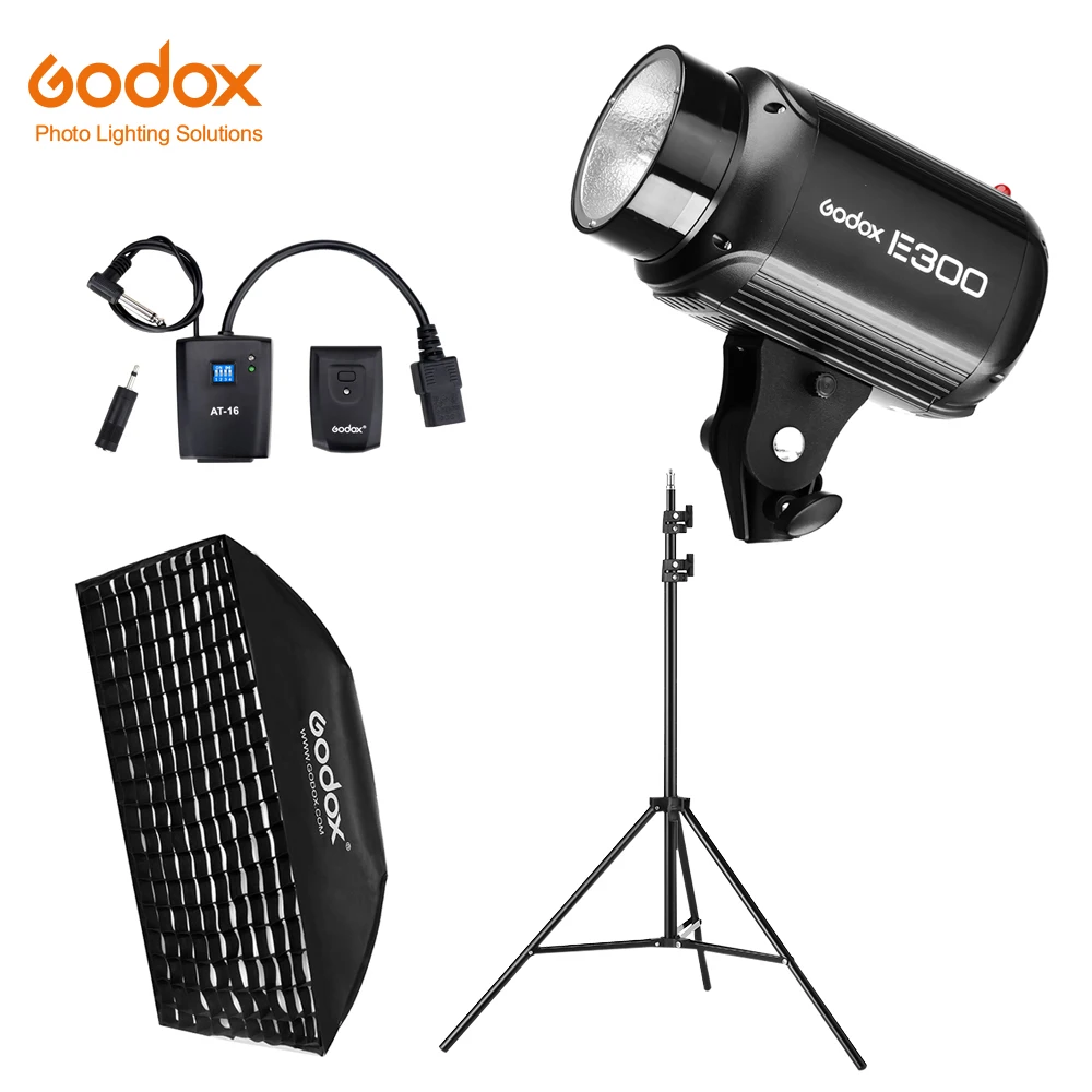 Студийный стробоскоп Godox E300 300Ws светильник + сотовая балка 50x70 см подставка 180
