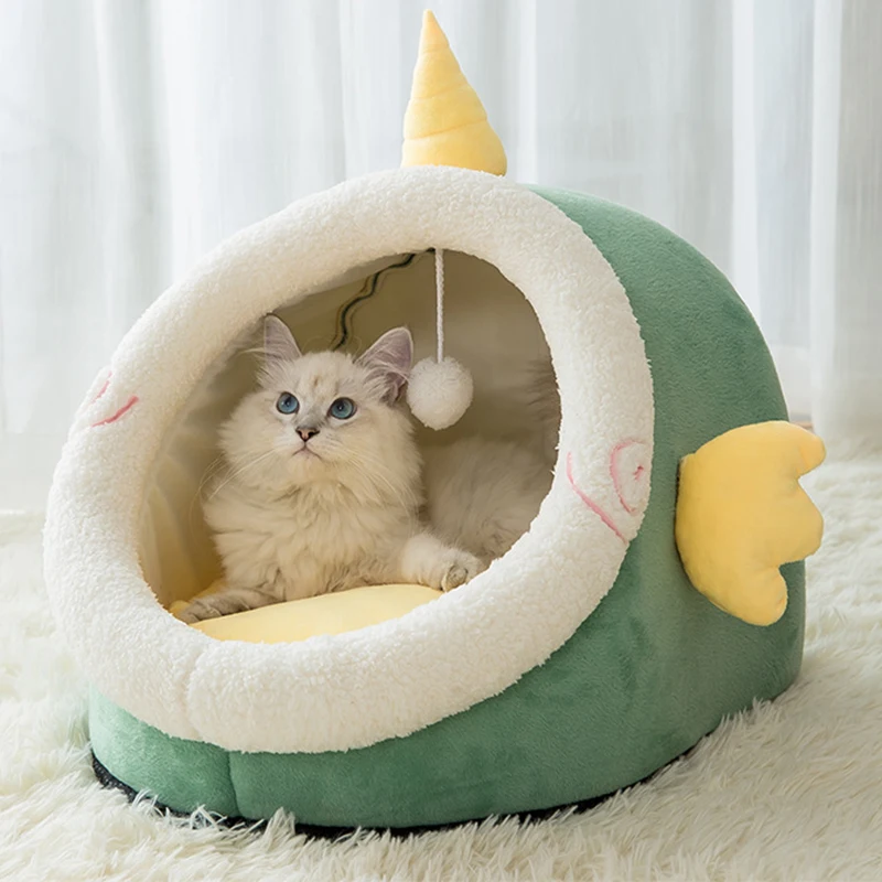

Теплая кровать для кошек, милый дом для кошек, кошка, фотоемкость для маленького питомца, спальная палатка для сна, моющийся спальный мешок д...