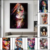 watercolor woman face graffiti street art on canvas painting posters and prints pop art wall for living room home decor