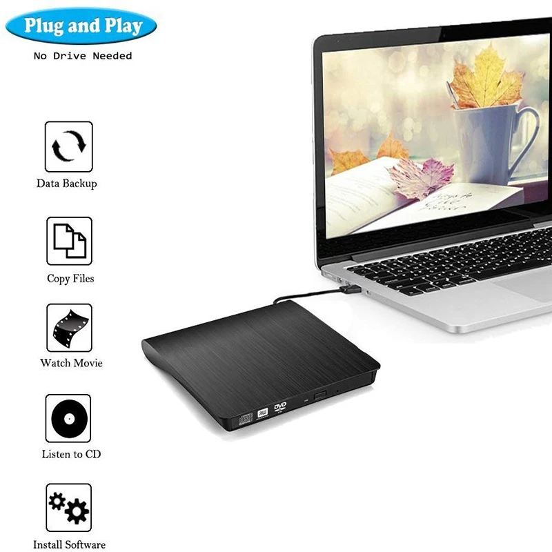 USB 3,0 внешний DVD привод записывающее устройство Портативный DVD Оптический привод плеер для hp Dell LG Asus acer lenovo Windows 10 8