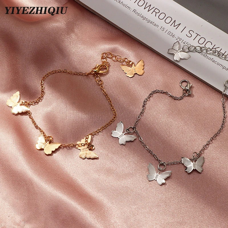 Браслет женский богемный простой: золото серебро цветов с подвеской в виде