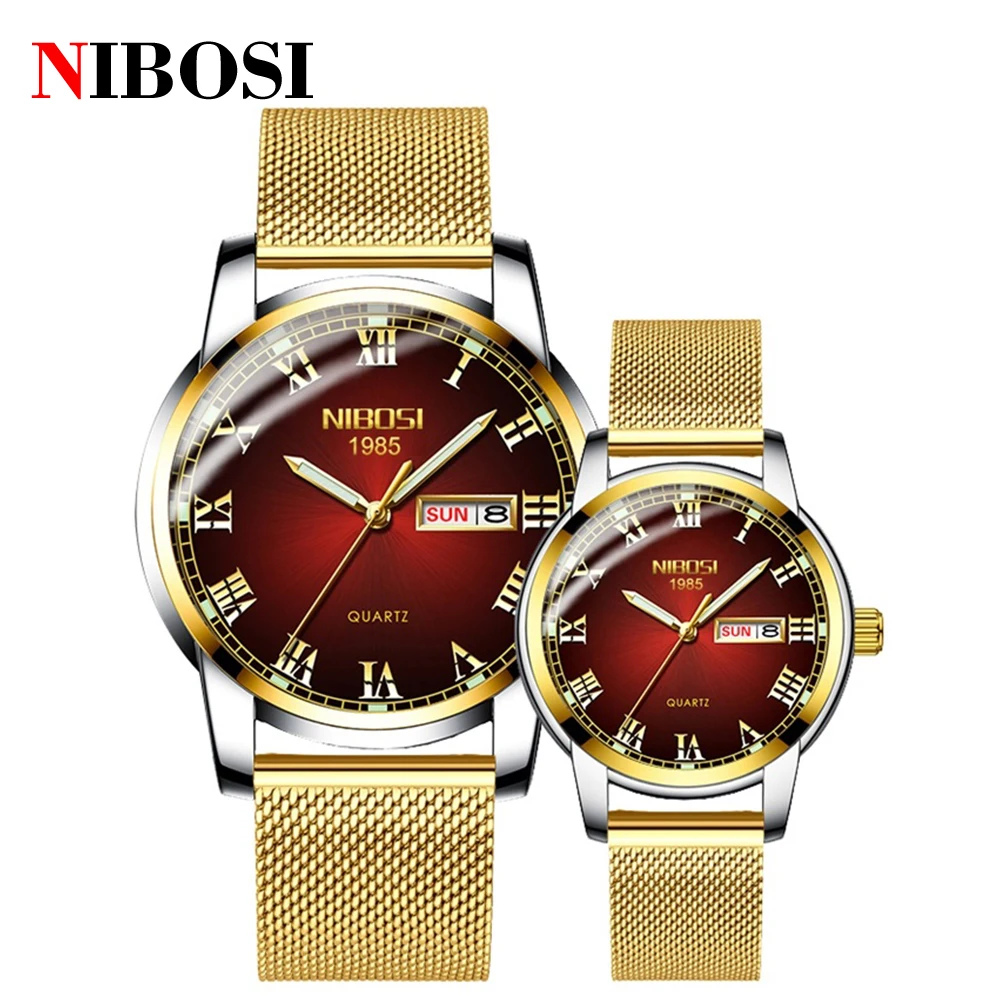 

NIBOSI 2021 Couple Watches for Lovers Quartz Wristwatch Fashion Luxury Men Watch for Women Watches Couple Gold Relogio Masculino