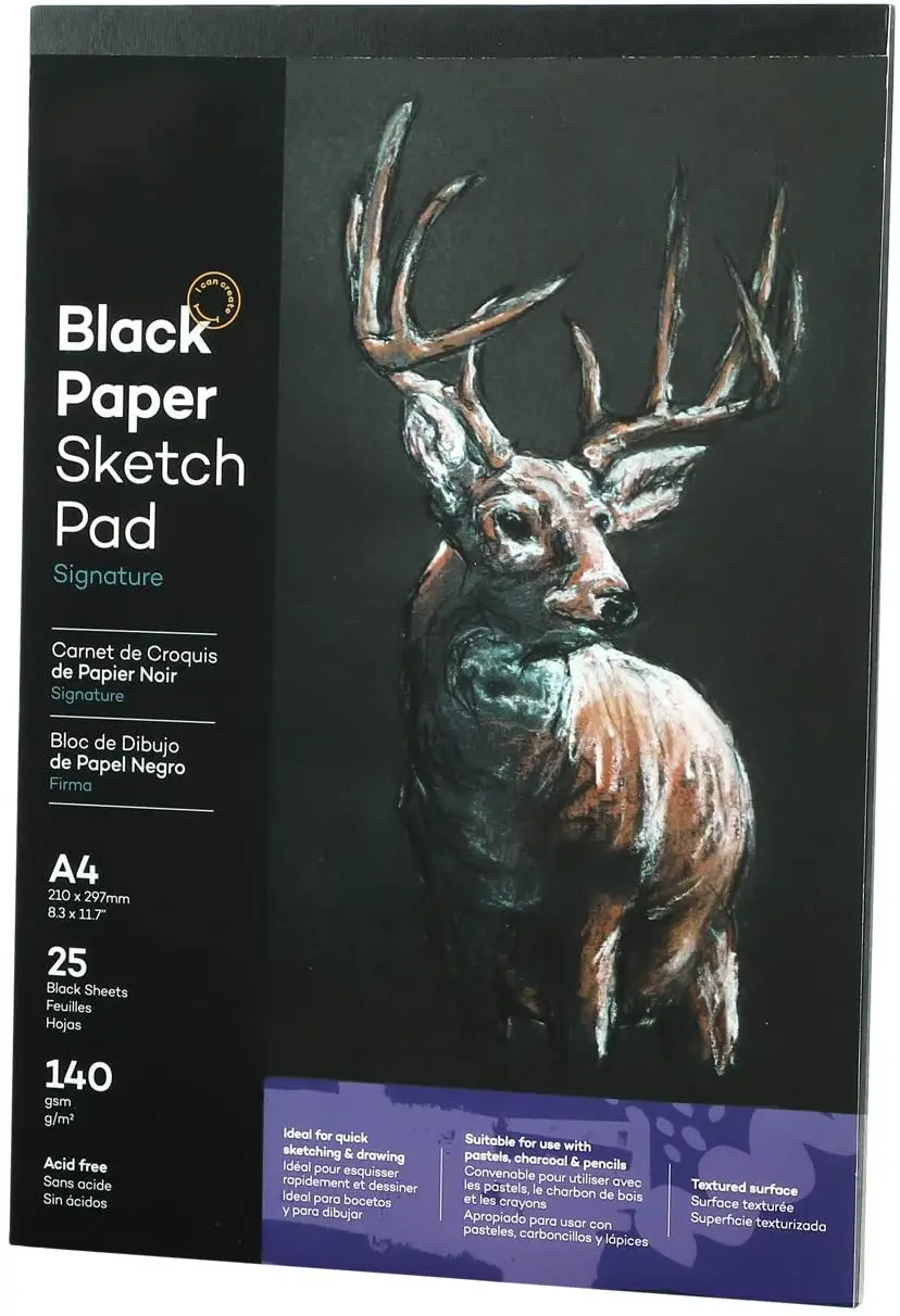 

Black Paper Sketch Pad A3 A4 A5 Hardboard Cover Sketchbook Acid Free 140g 25 Sheets Charcoal Oil Pastel Chalks Colored Pencil