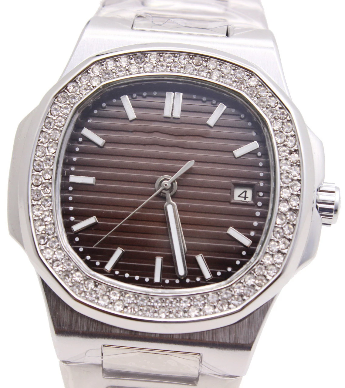 

Часы мужские механические 2 ряда, автоматические светящиеся с прозрачной стеклянной задней панелью, серебристые, черные, синие, с бриллиант...