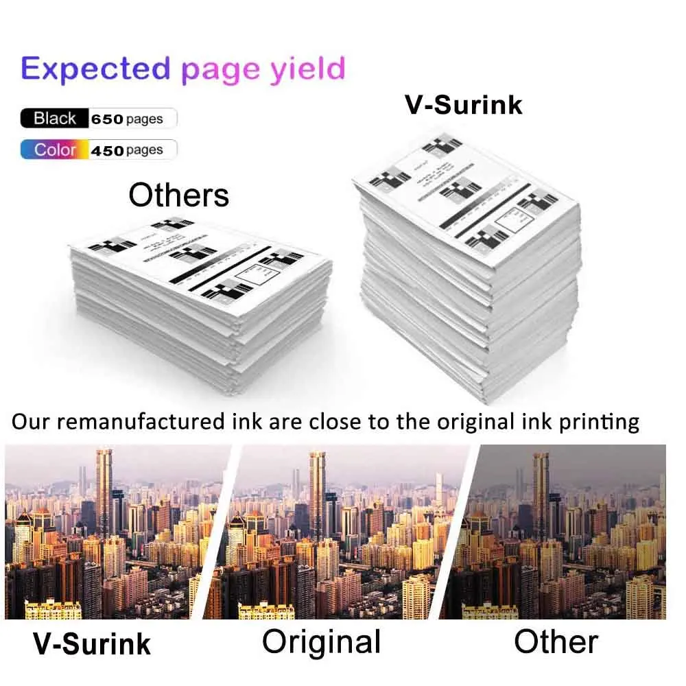 V Surink Восстановленный картридж 302XL совместимый для hp Deskjet 1110 1111 1112 2130 OfficeJet 5220 5230 5232