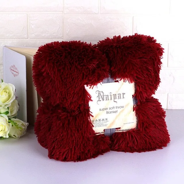 Burgundy Ворсистое покрывало из микротонкого меха, Пушистый Зимний лежак, флисовый уютный мягкий одеяло на искусственном меху, теплые мягкие одеяла, толстые - Цвет: Burgundy