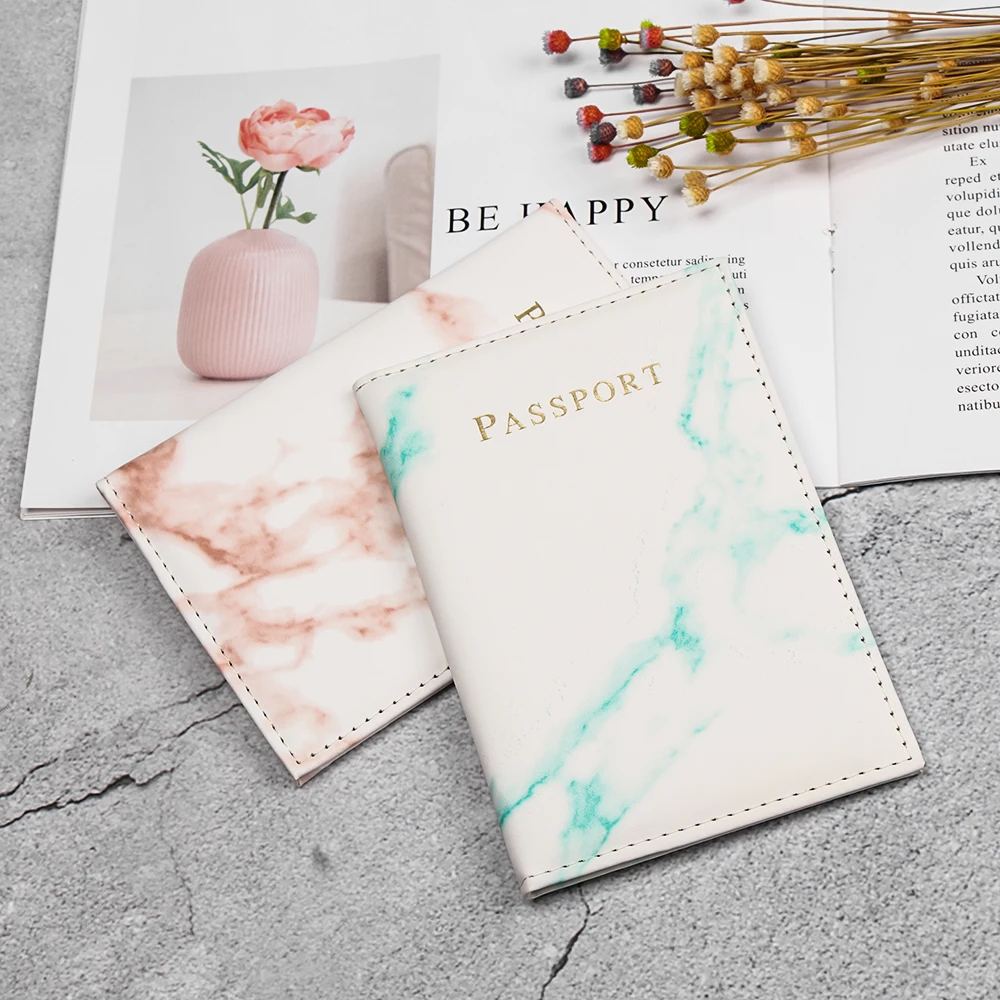 NEW Marble Pattern Passport Cover Women PU Leather Women Travel Passport Holder Designer Covers on The Passport Storage Bag