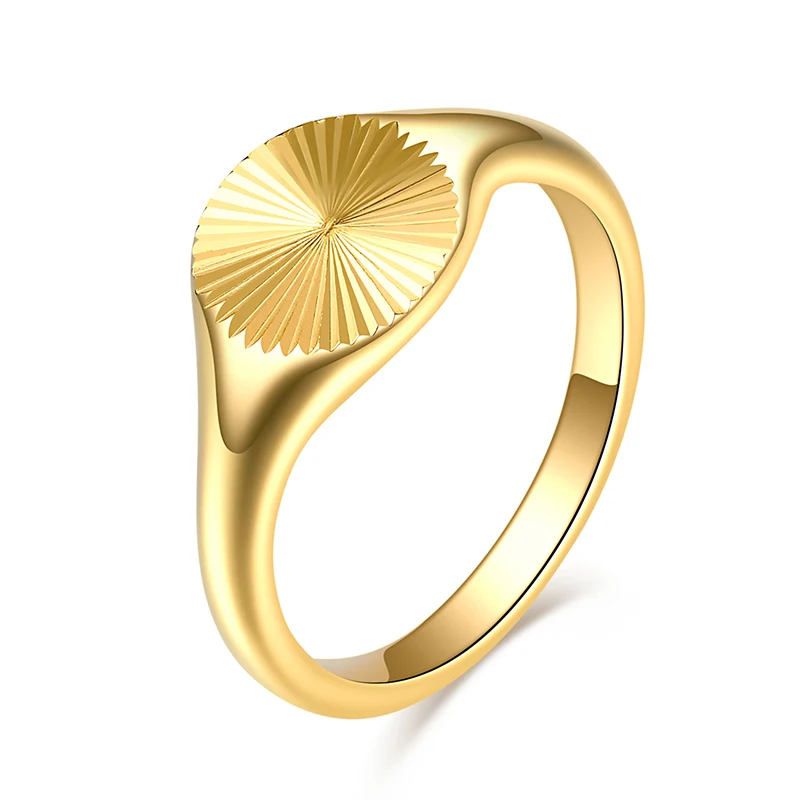 

European and American INS stackable sunshine ring fashion jewelry gift 18K gold IP plating high polished finger ring