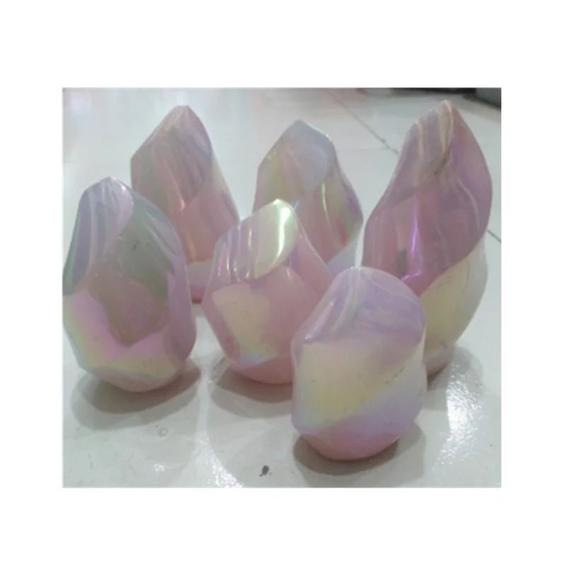 Llama de cristal Natural artesanal, productos curativos, antorcha de cuarzo Aura rosa para decoración del hogar