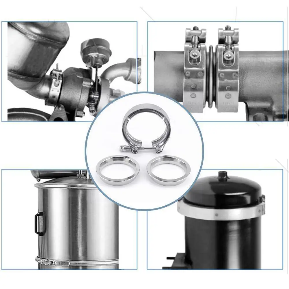 

WLR RACING - New Type 2.5" 70mm-80mm VBand Clamp Flange Kit Steel T-304) For Turbo Exhaust Downpipe 2X V-Band Flanges Q5A2