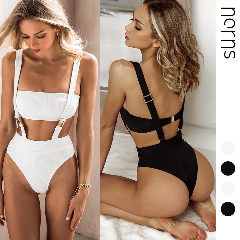 Norns новый сплошной цвет яма полоса ремень пряжка интегрированный бикини цельный