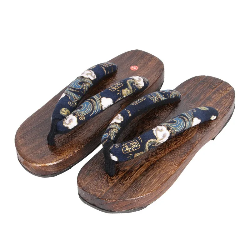 Clog slippers Japanese style wooden shoes indoor slippers comfortable paulownia wood round head wooden Sandals shoes