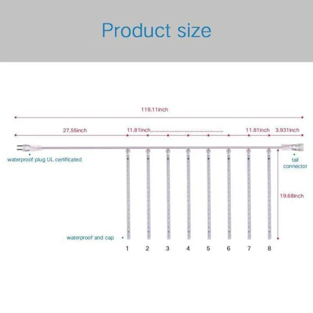 

30cm LED Decoration Lights Meteor Shower Garland Holiday Strip Light Outdoor Waterproof Fairy Lights For Garden Street Christmas