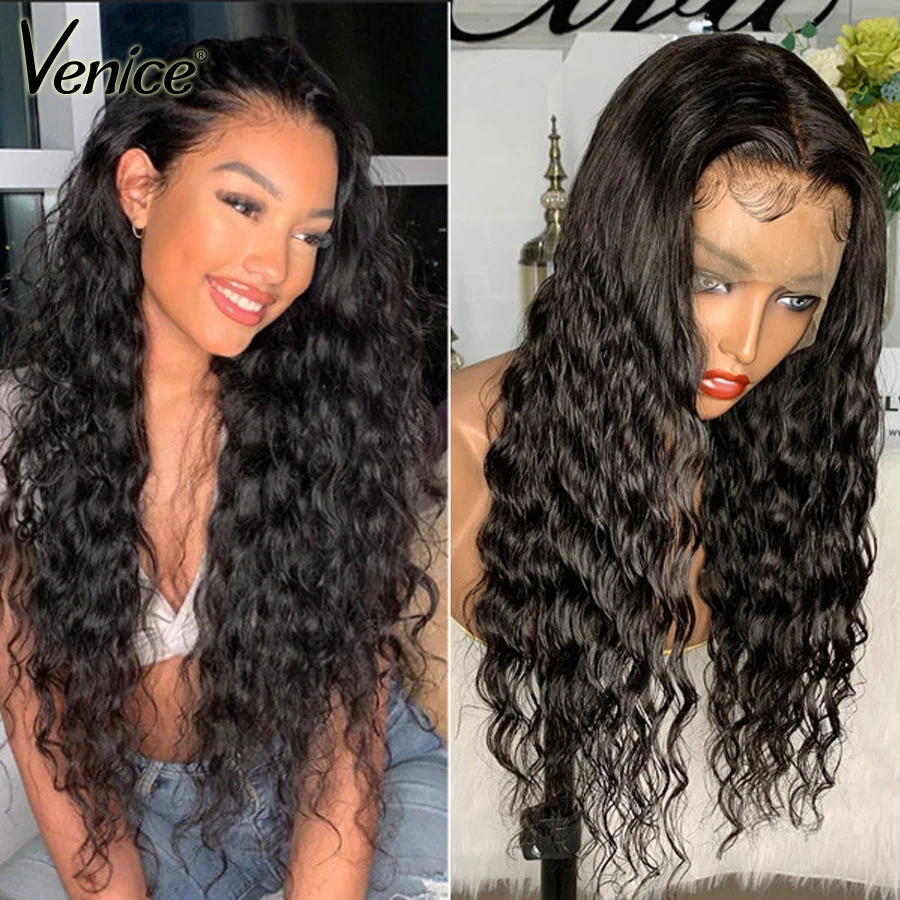 Venice Hair Deep Wave Wig 13x6 Lace Front Human Wigs Pre Plucked With Baby Frontal For Black Women | Шиньоны и парики