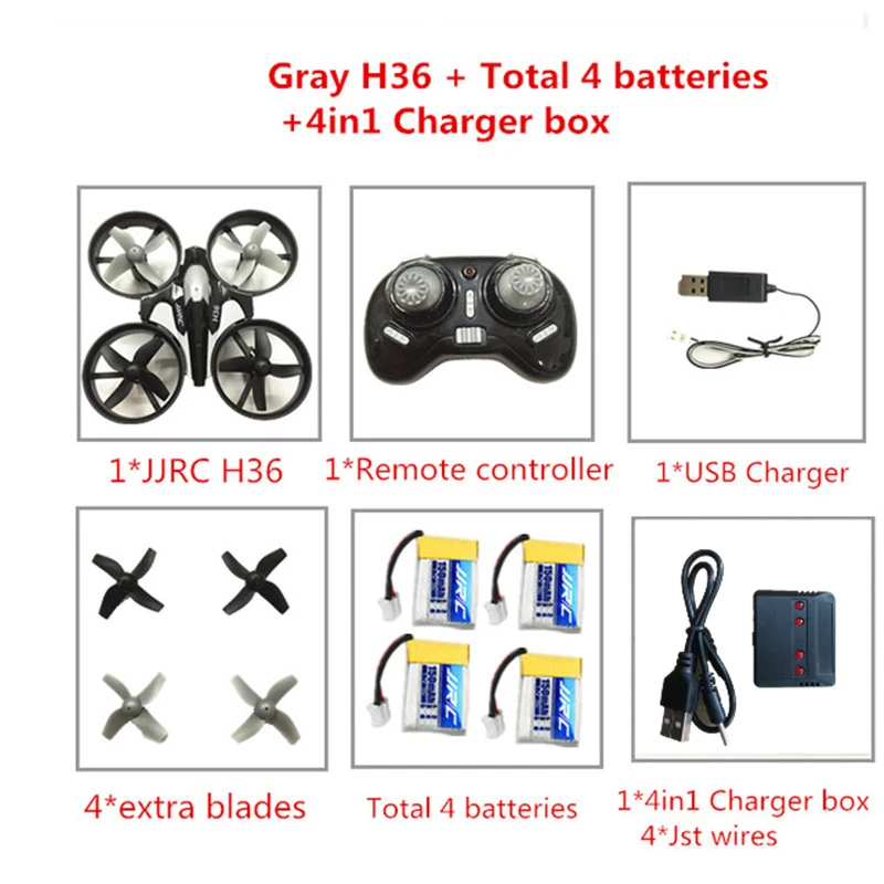 Gray 5 Радиоуправляемый вертолет JJRC H36 мини-Дрон 2,4 ГГц 6-Axis Gyro Безголовый режим один ключ возврата RC Квадрокоптер с дистанционным управлением VS JJRC H8 мини H20 Дрон - Цвет: Gray 5