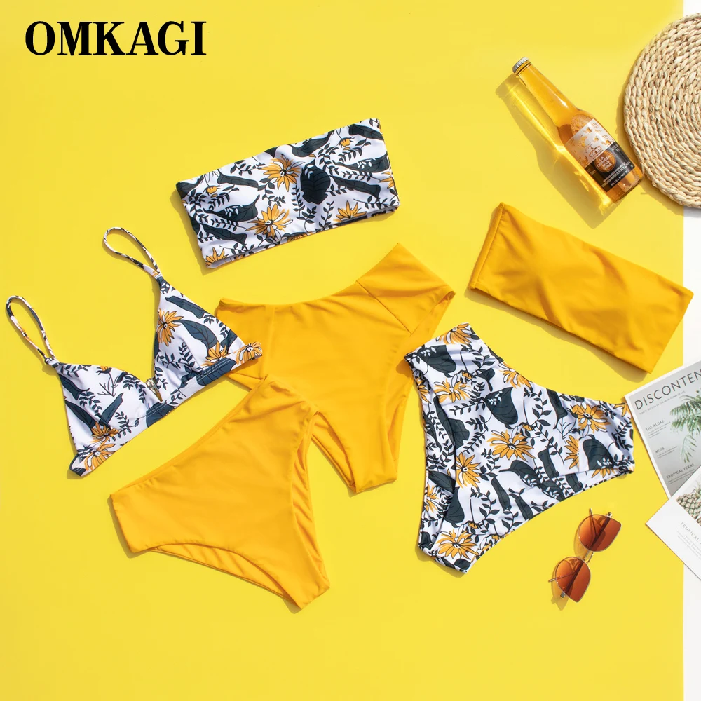 

Женский купальник бикини OMKAGI с высокой талией, купальный костюм с леопардовым принтом, пляжная одежда 2020