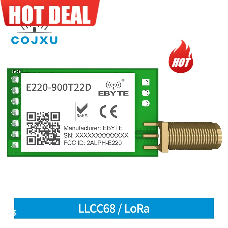 

20 шт. LLCC68 RF LoRa модуль 868 МГц 915 МГц E220-900T22D-V1.2 DIP 22 дБм 5 км большой радиус действия RSSI ISM FSK UART IoT беспроводной трансивер