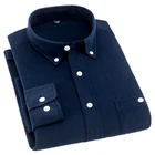 Рубашка AOLIWEN Мужская Вельветовая с длинными рукавами, модная мягкая износостойкая облегающая, против морщин, темно-синего цвета, на весну-осень