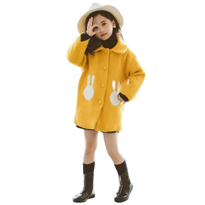 

Новый стиль, сезон осень-зима, пальто для девочек среднего и старшего возраста, популярная модная шерстяная куртка для девочек