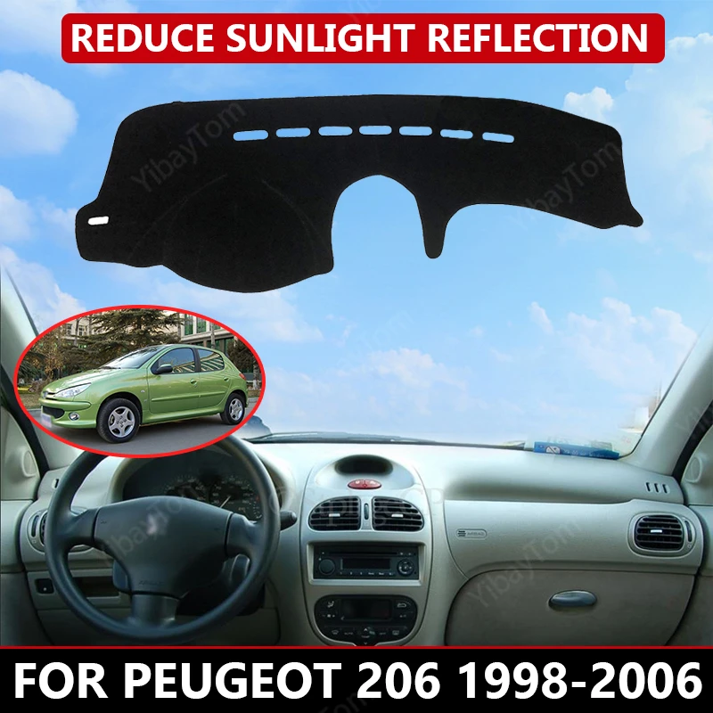 

Carpet Dash mat for Peugeot 206 1998-2006 Auto Dashboard Velvet Cover Black blocks dust reduces noise car accessories