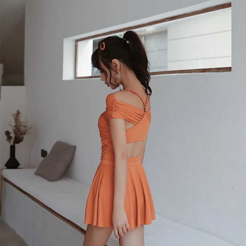 Новинка 2019 Женские однотонные комплекты бикини из двух предметов купальный