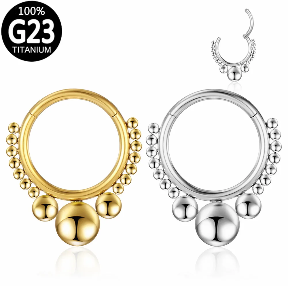 

G23 Titanium Nose Hoop Ear Cartilage Tragus Helix Clicker Rings Daith Hinged Segment Nostril Piercings Septum Rings Jewelry