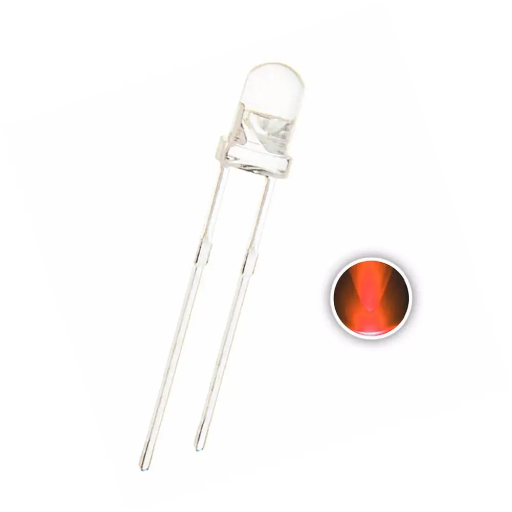 

100pcs Water Clear LED 3mm Orange Round Light-Emitting Diode Through Hole Super Bright LED Light Lamp 20mA DC 2V for DIY