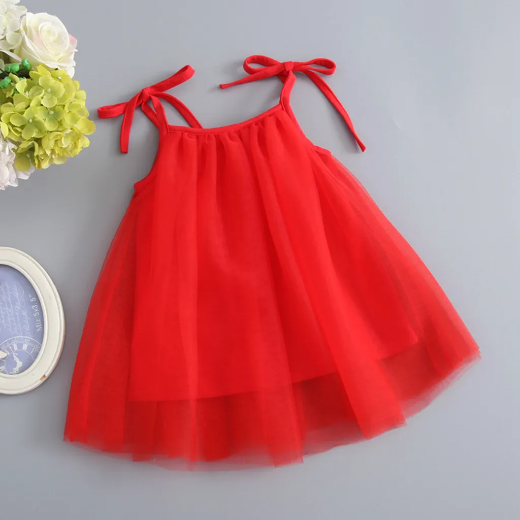 Kids Girl Summer Dress Pure Color Bow Strapless Braces Gauze Costume Princess Dresses vestidos платья для девочек @35 |