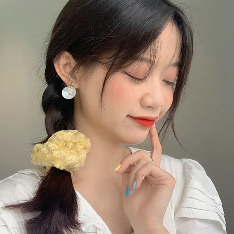 Корейские женские эластичные кружевные резинки для волос с маргаритками