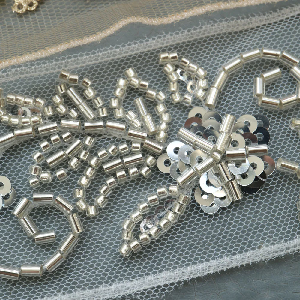 Кружевная отделка для одежды с блестками и цветами 1 ярд | Дом сад