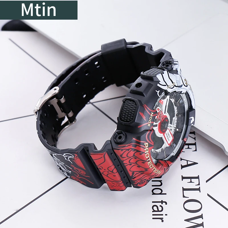 Resin strap men's watch accessories pin buckle for Casio G-shock GAX GA110 GD120 100 140 sports waterproof Watch strap case tool enlarge