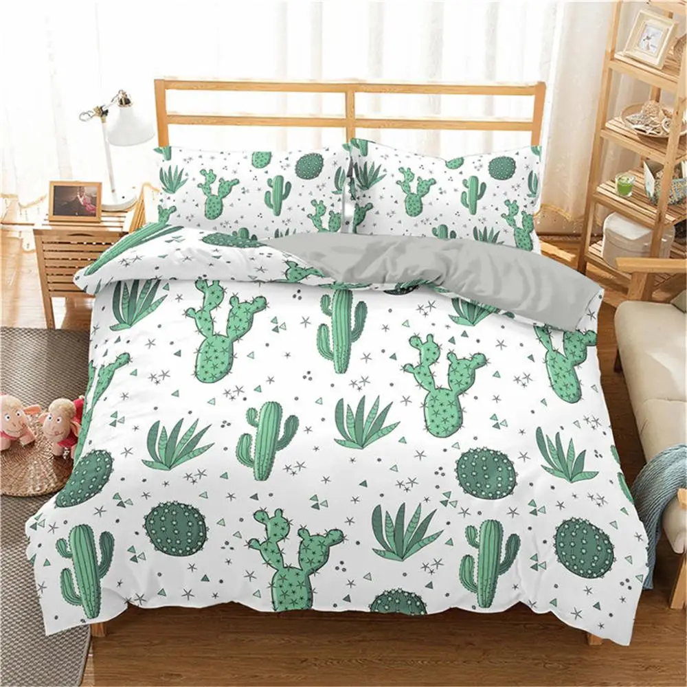 

2021 Cactus Bedding Set Plant Bed Linen Sets Bedroom Home Duvet Cover Set Bedding Sets Pillowcase Set Full King Single Queen