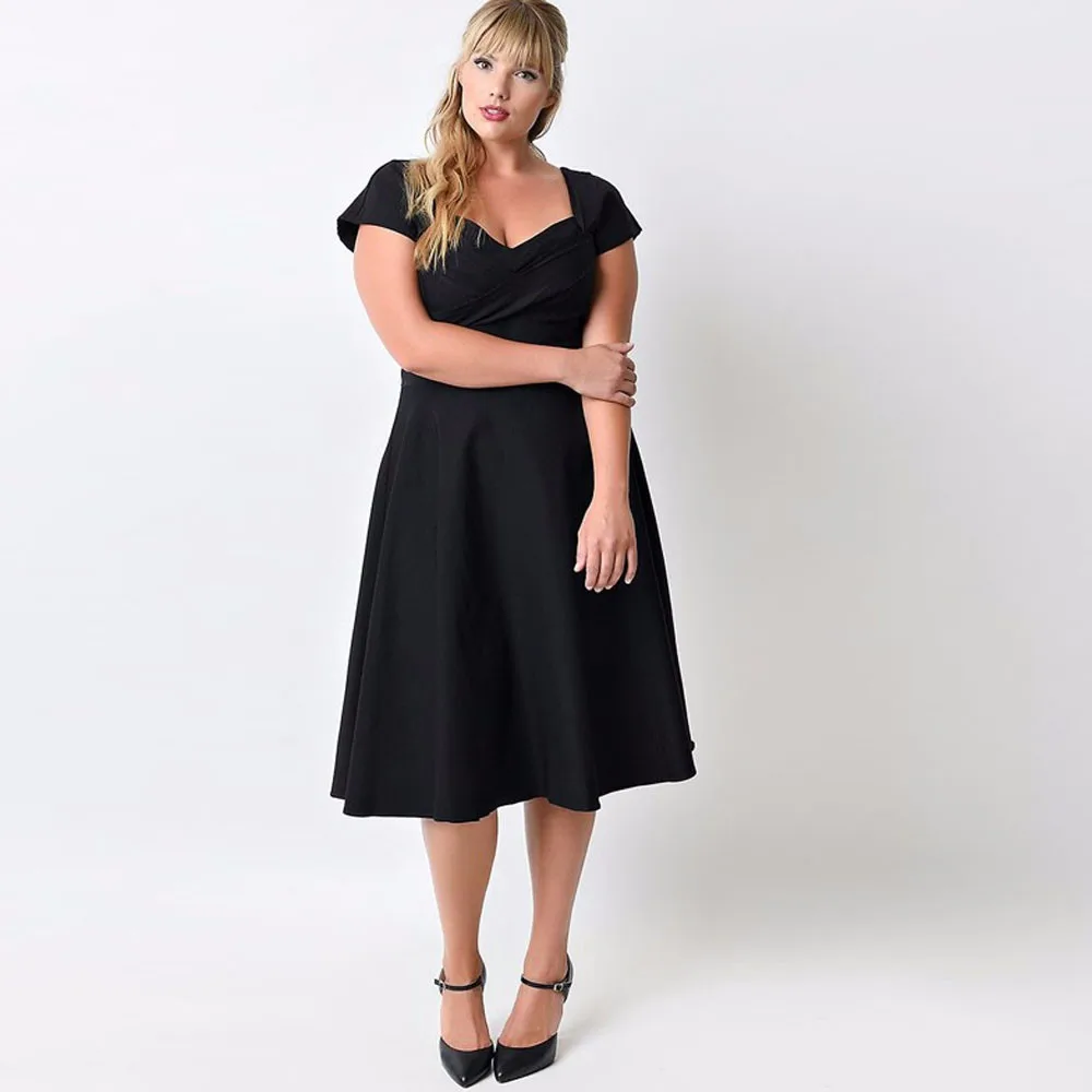 Summer Plus Size Women Casual Short Sleeve Formal Cocktail Solid Swing Dress  Fashion High Quality Solid Color Dress 2.18 - купить по выгодной цене |  AliExpress