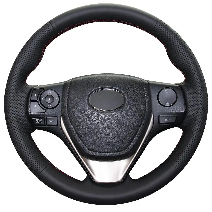 

DIY Non-slip Durable Black Natural Leather Car Steering Wheel Cover For Toyota Rav4 2013 -2017 Corolla 2014 -2017 Auris 2013 -20