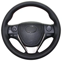 diy non slip durable black natural leather car steering wheel cover for toyota rav4 2013 2017 corolla 2014 2017 auris 2013 20