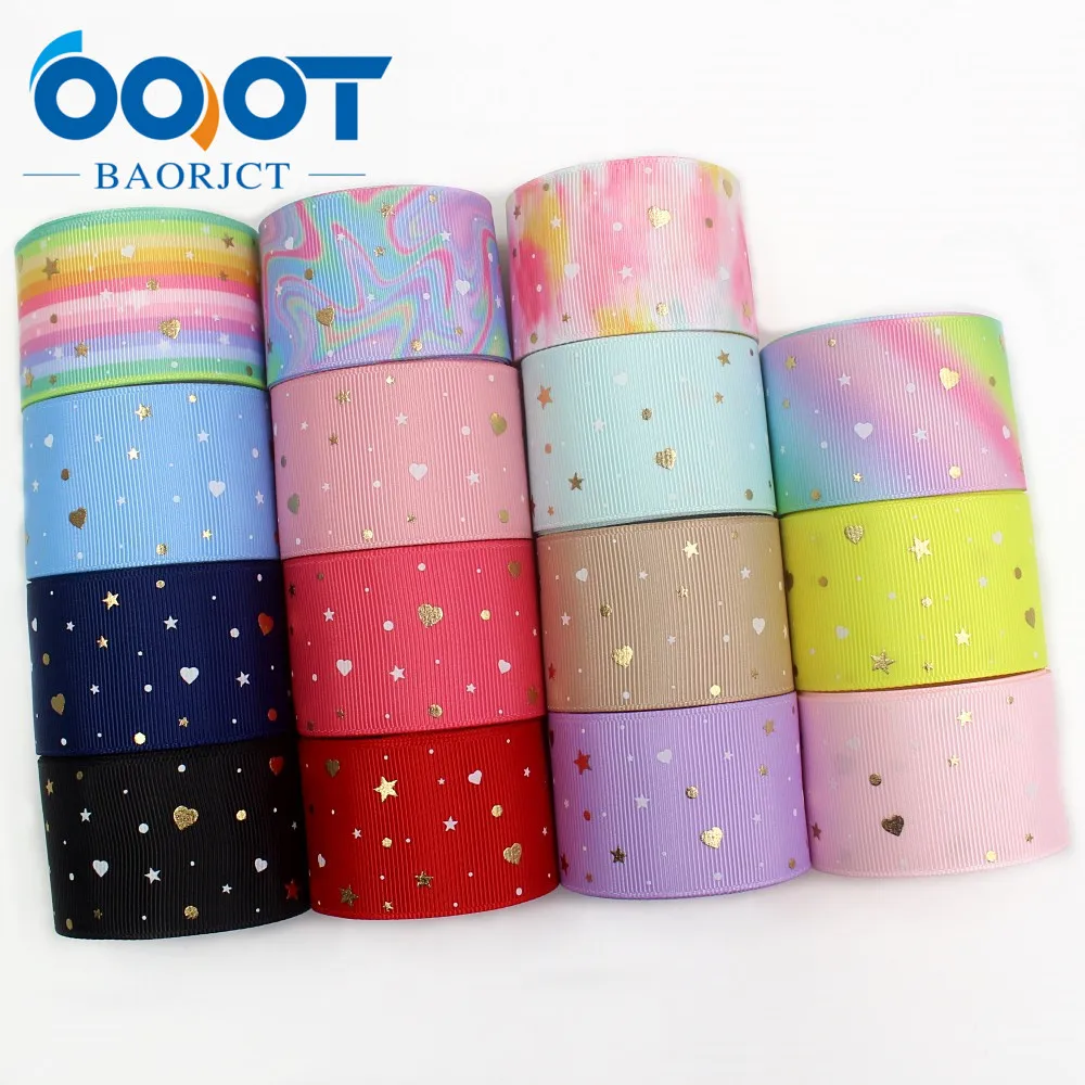 OOOT BAORJCT I-19916-2172, 38 мм, 5 ярдов Новые Флуоресцентные красочные печатные корсажные ленты, DIY головной убор ручной работы подарочная упаковка