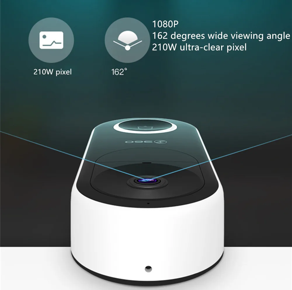 360 D819 смарт-видео, дверной звонок WiFi 1080P AI распознавание лица видео, работающий на линии внутренней связи инфракрасный облачная запись сигнализация беспроводная камера безопасности