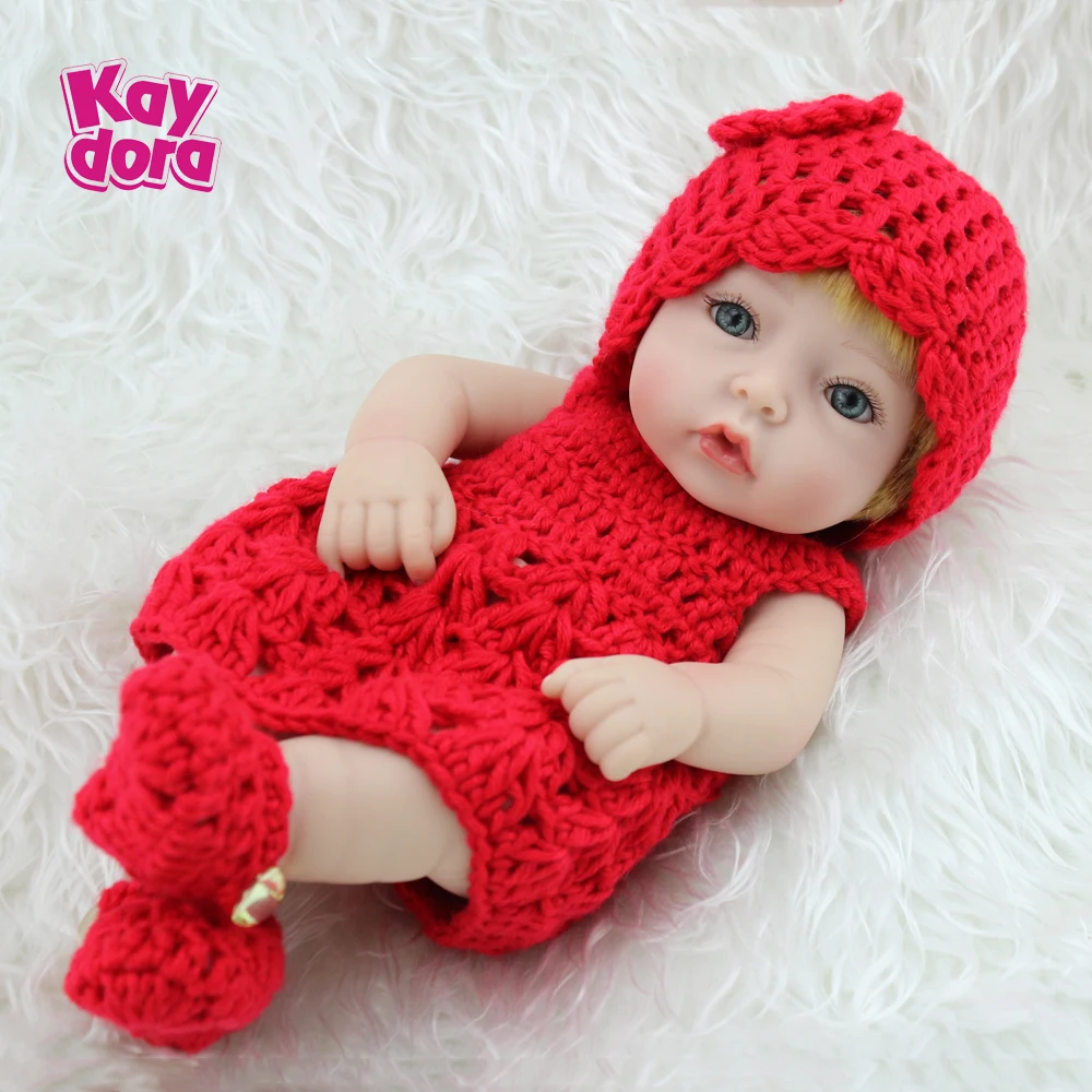 

KAYDORA 25cm Full Reborn Baby Dolls Kids Mini Play Toys Alive Menina Toddler Girls Blond Hair Realistic Bebe Surprise Gift