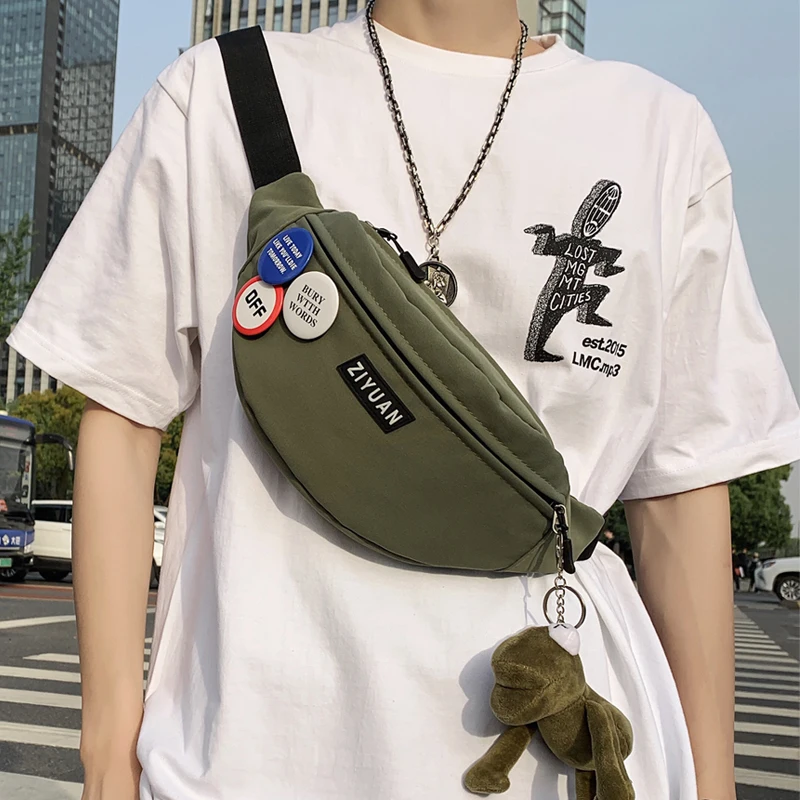 

Нагрудная сумка, уличная трендовая Повседневная поясная сумка, Студенческая спортивная летняя новая модная простая и легкая сумка-мессенд...