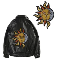 sun moon embroidery patches appliques iron on badges for jacket back stickers