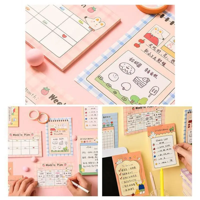 

12pcs Kawaii Cartoon Memo Pad N Times Sticky Notes Notebook Label To Do List School Supplies Stationary