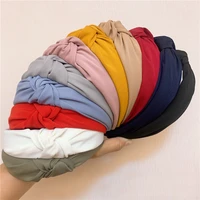 wide ladies female knot headbands for girls simple solid candy color cloth hairbands hair hoop women adult hair accessories