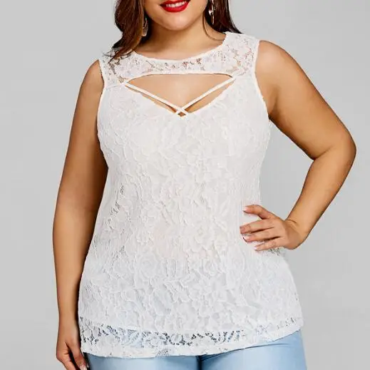 Женская белая блузка размера плюс 5XL прозрачная Асимметричная Кружевная блуза 2020