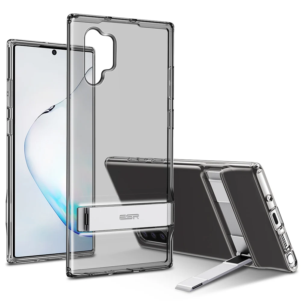 Black ESR прозрачный деловой чехол для телефона для samsung Galaxy Note 10 Plus+ 5G металлическая подставка противоударный ТПУ чехол для samsung - Цвет: Black