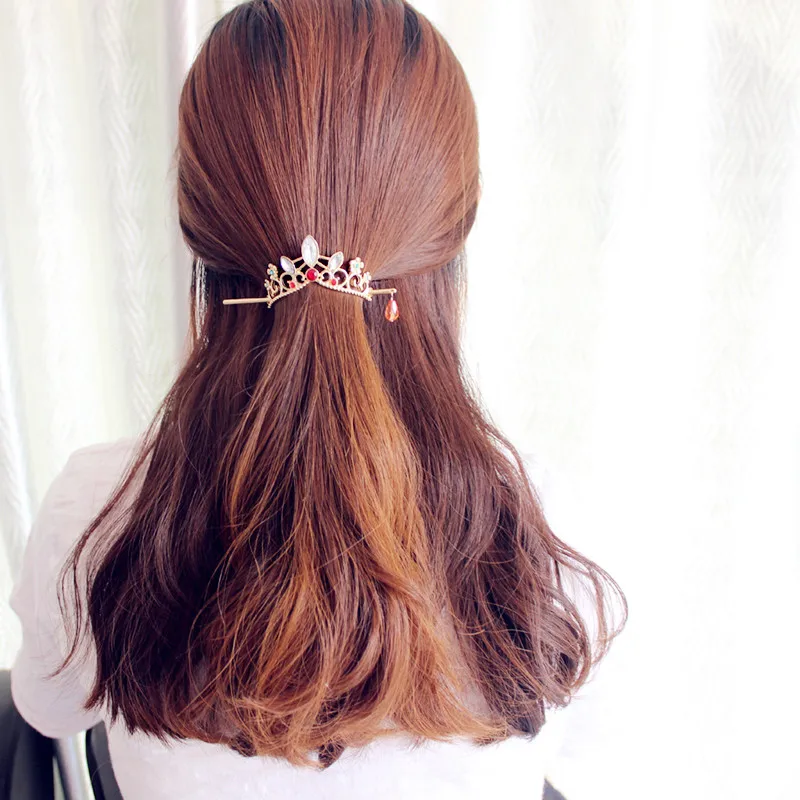 SANSUMMER Hair Pin Alice Series Girls Cute Gems Crown Hairpin Wedding Accessories Temperament Exquisite 5950 | Украшения и