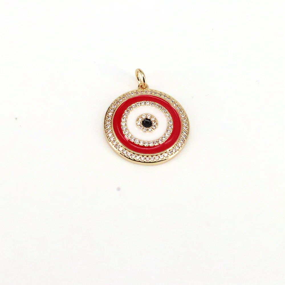 

5PCS, Colorful Enamel Circle Round Eye Necklace Pendant For Women Jewelry Making Trendy Collar Charms Coin Pendants Supplies