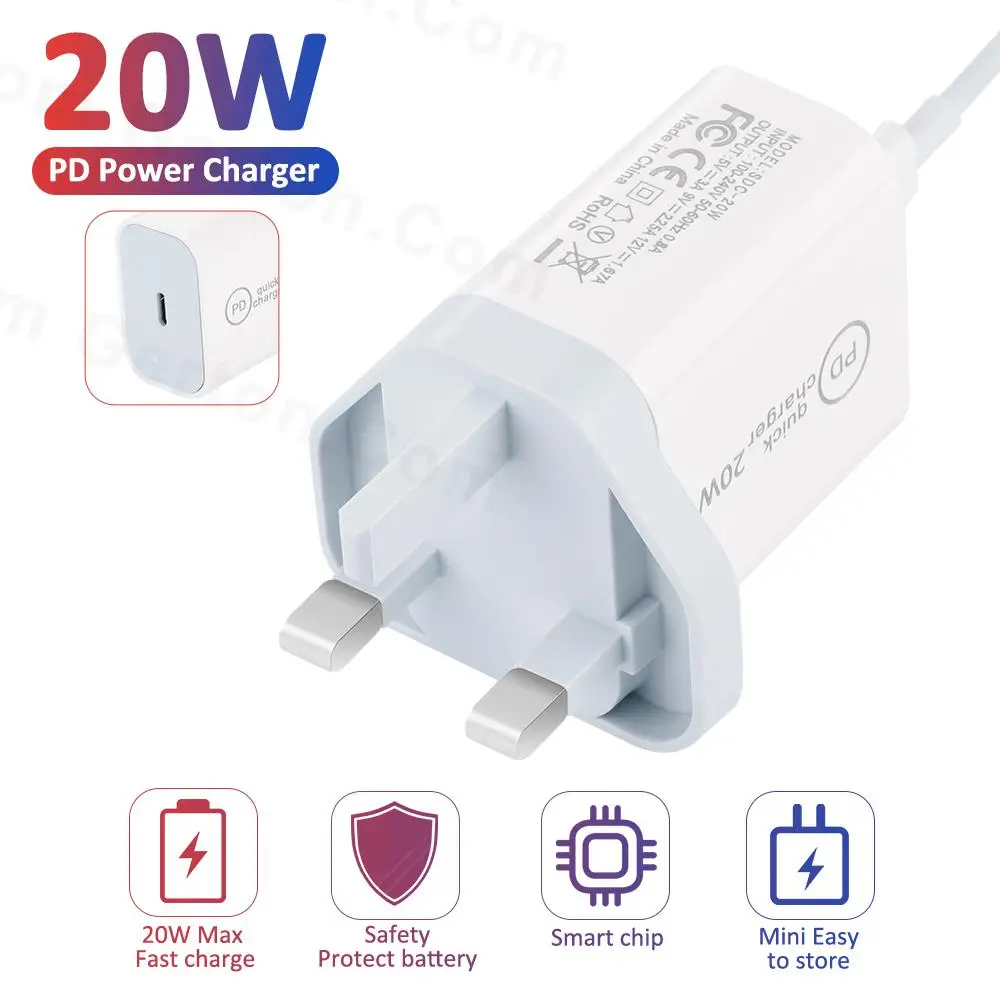 20w pd fast charger for iphone 13 12 11 eu us uk plug for iphone 13 pro max 12 11 power adapter for ipad android phones usb c free global shipping