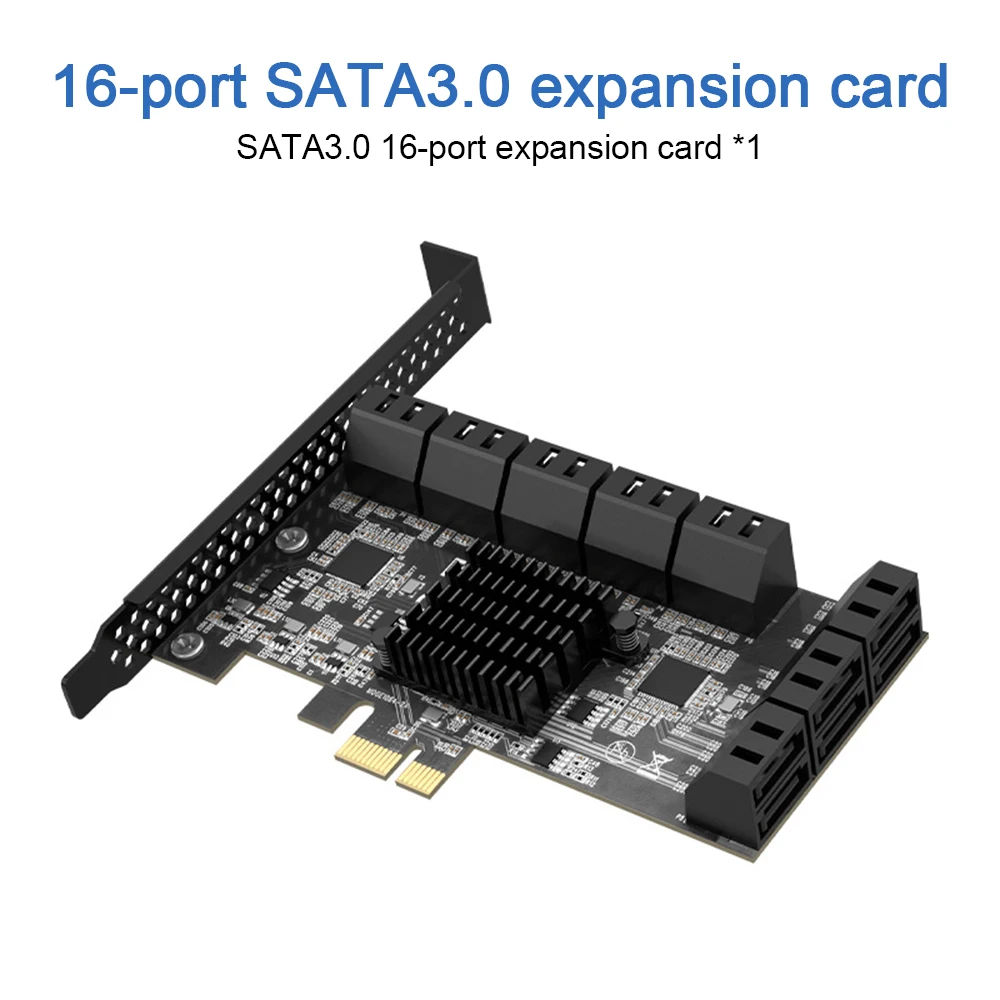 PCIE SATA Expansion Card PCIE 1X to 16-Port SATA3.0 6Gbps Multi-Port Hard Disk Adapter Riser Card for PC